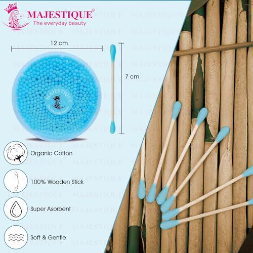 Majestique Ear Cleaner Buds | Cotton Ear Buds Swabs | Wooden Stick Cotton Ear Buds | 100% Pure Cotton and Wooden Stick Ear Buds | Anti-Allergic | Eco Friendly Cotton Swabs (500 Tips) - Image 4
