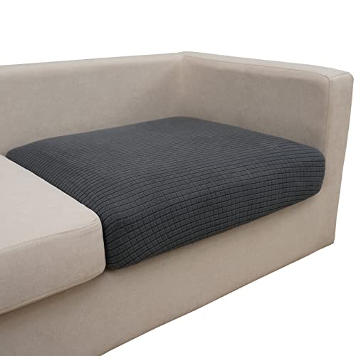 Eismodra Couch Cushion Covers Magic Stretch Sofa Slipcover for 3 Cushion Couch Dogs Pet L Shape 2 Seat Replacement Furniture Protector,Dark Gray Length 25-37 inches(Only 1 Piece) - Image 1