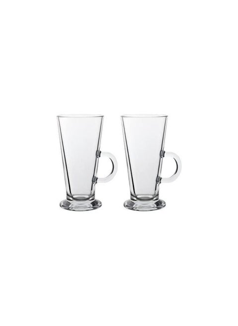 Tall Coffee Mugs with Handle, Large Size Glass, Tall Funnel Clear Glasses for Iced Coffee, Latte, Cappuccino, Hot Chocolate, Big Plain Glasses Set of 2