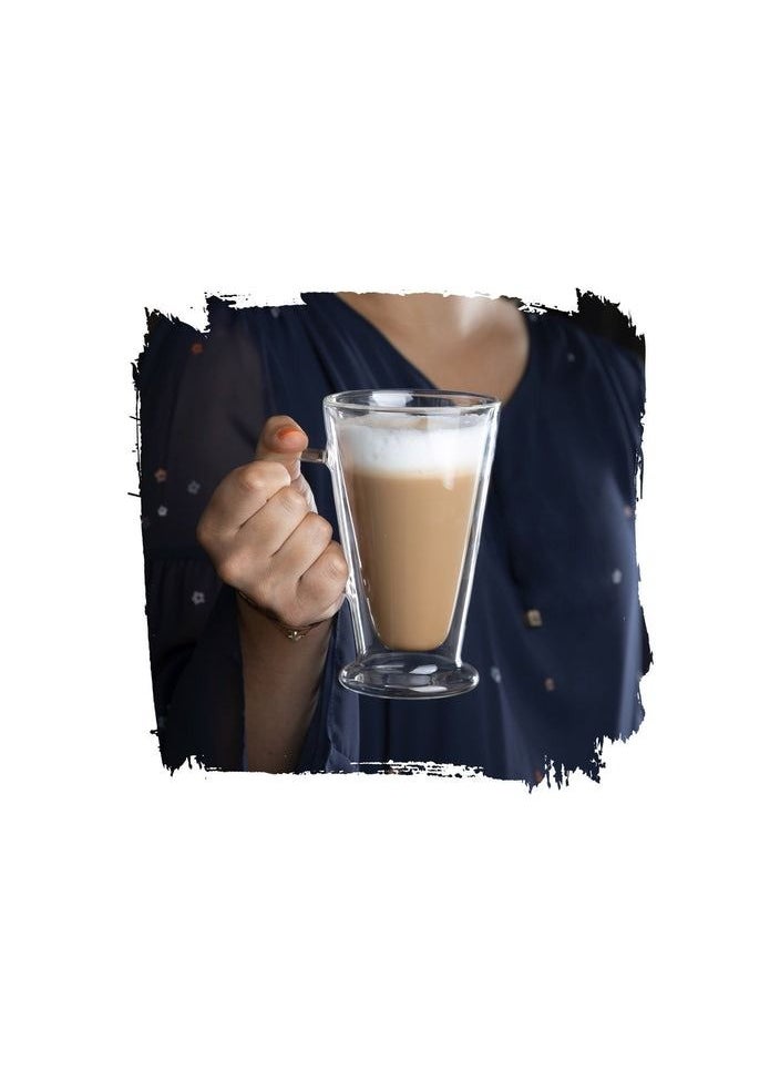 Generic - Tall Coffee Mugs with Handle, Large Size Glass, Tall Funnel Clear Glasses for Iced Coffee, Latte, Cappuccino, Hot Chocolate, Big Plain Glasses Set of 2 - Image 1