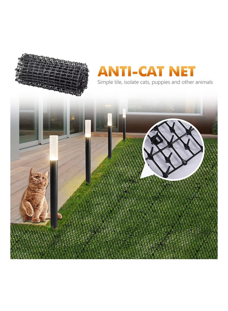 SYOSI Cat Deterrent Mat, Spike Garden Protector Anti-Cat Strips Dig Stopper Mat Cat Repellent Spikes Garden Fence Guard with 8 Metal U Pegs for Outdoor Garden Farm Fence,Black( 2 x 0.28 M)  - Image 2
