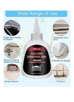 WILLIAM WEIR Mildew Removal Gel，Mold and Mildew Removal Gel Stain Cleaner Household Cleaning for Washing Machine Washer Tiles Grout Sealant Kitchen Bathroom Sinks Showers Bathtub-200g  - Image 4