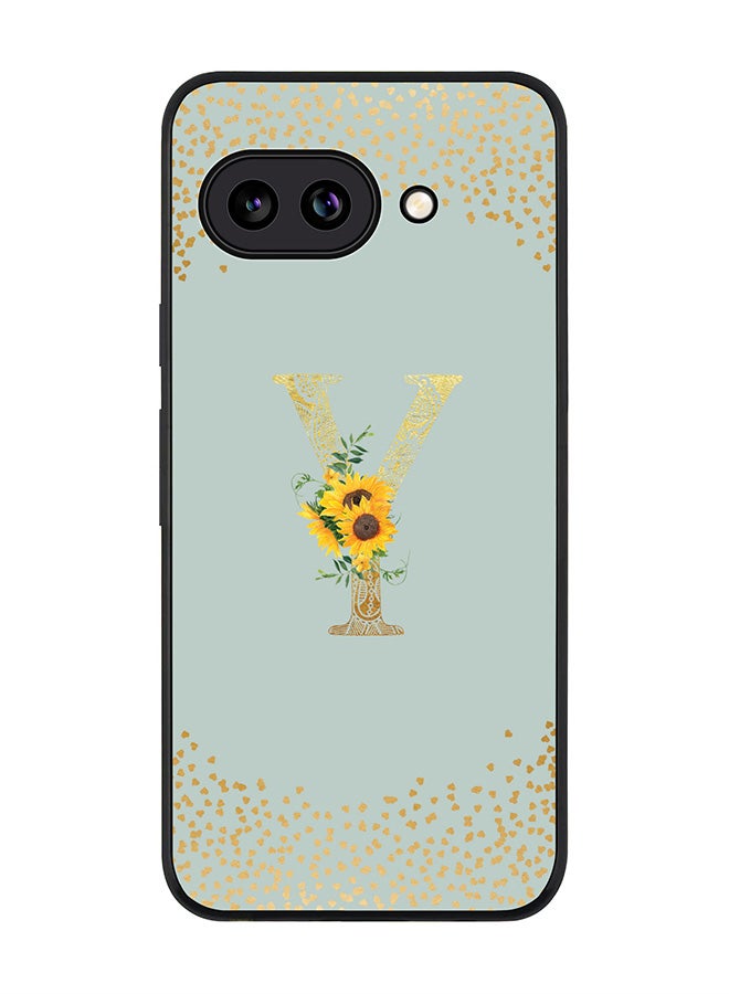 Stylizedd For Google Pixel 9a Case,Slim fit Camera Protection, Shockproof Thin Phone cover  - Custom Floral Monogram - Y  (Light Grey )