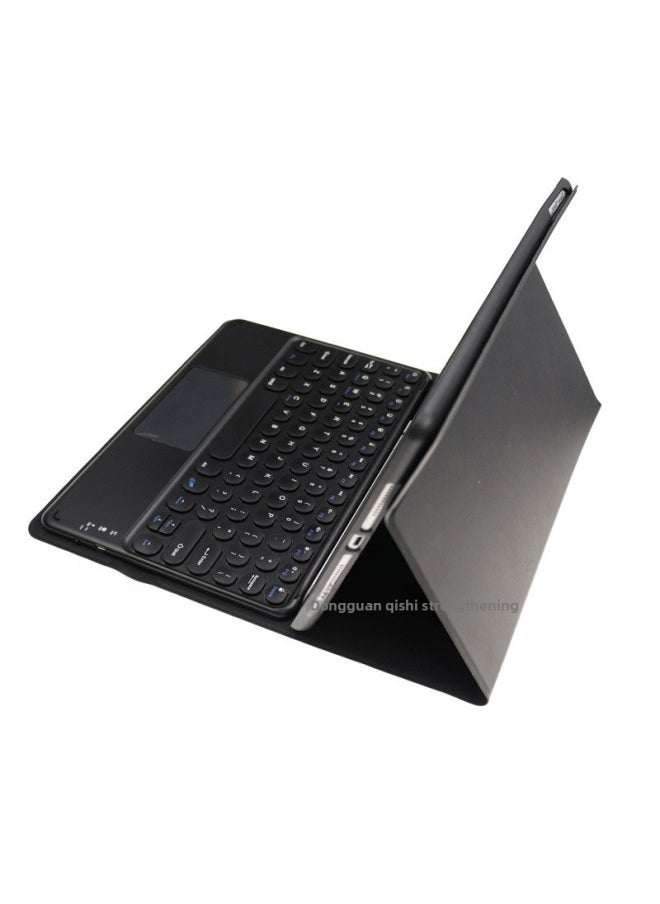 Generic - Ipad Keyboard Case Separate Bluetooth Touchpad Mouse Set Inch Round Key Tablet Protective Cover Digital Computer Accessories-Color:Light Green: Leather Case + Round Touch Keyboard + Mouse-Product Type:Ipad 10.2inch /7/8/9 Generation 10.5pro Universal - Image 1
