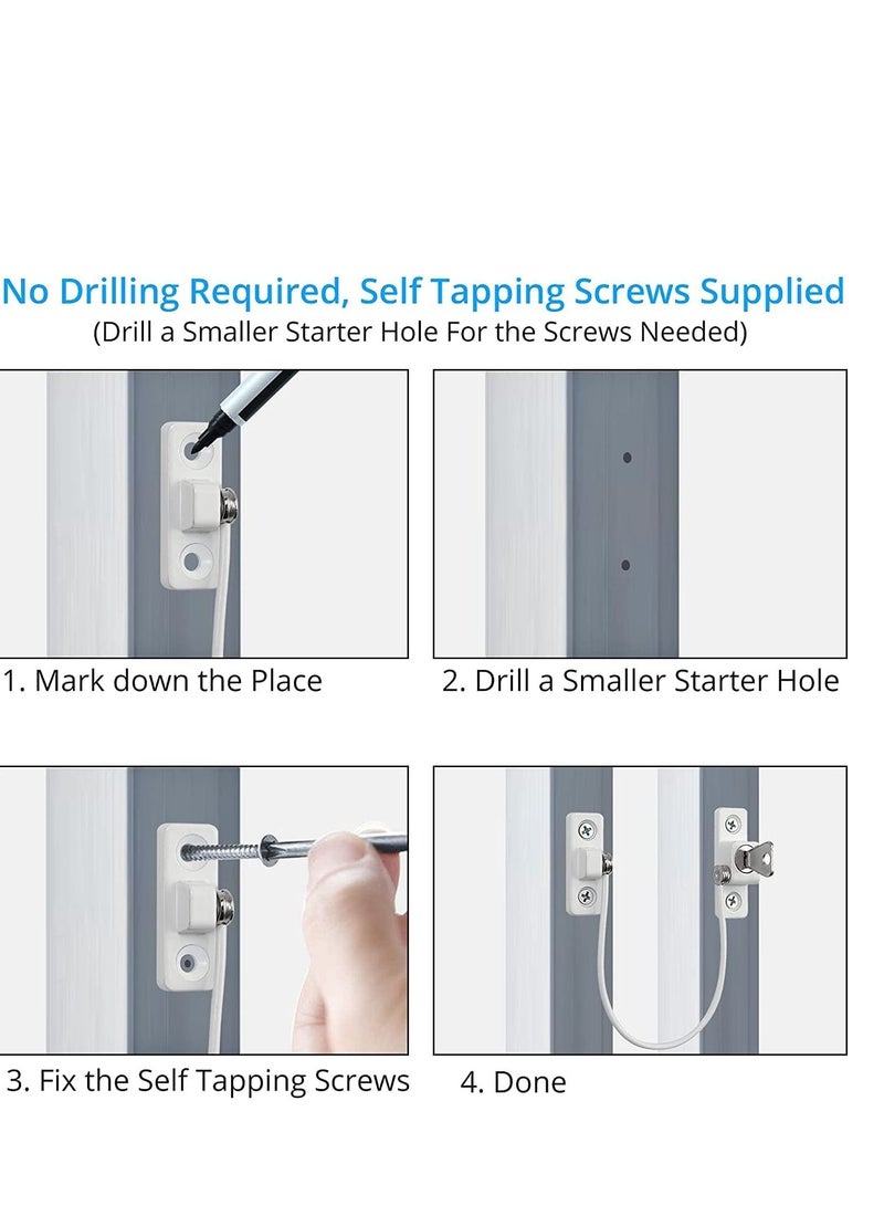 SYOSI Window Restrictor, Professional 4pcs Window Restrictor Locks Baby Security Window Locks for Child Baby Safety Window Restrictor Locks with Screws Keys Perfect for The Children Safety - Image 2