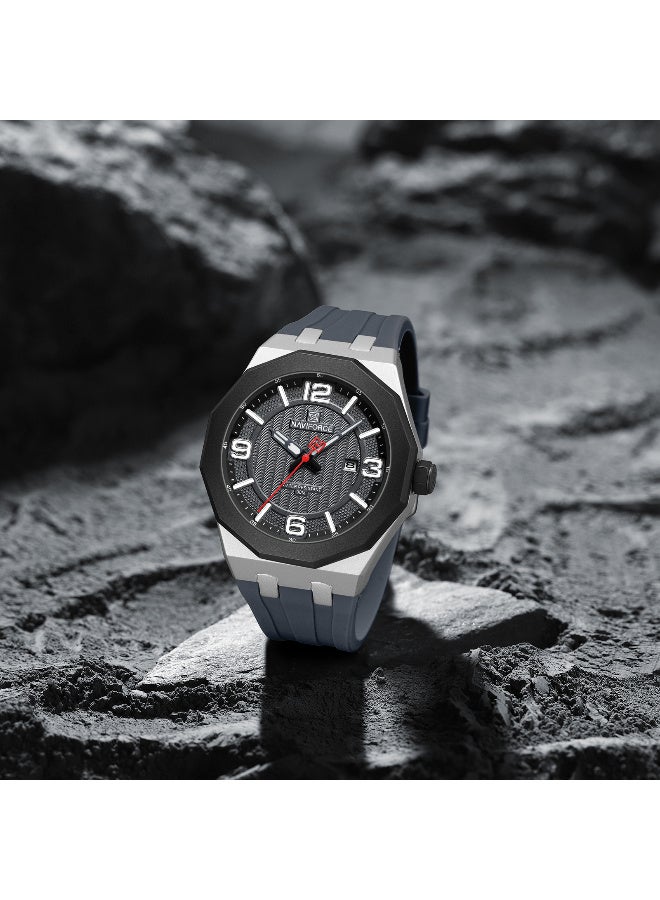 NAVIFORCE New Fumed Silica Band Analog Quartz Wrist Watch For Men NF8079 S/GY/T.GY - Image 4