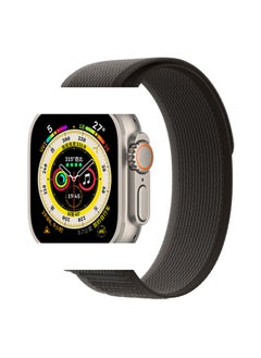 For Apple Wild Trail Loop Strap For Apple Watch8/S9 Universal Nylon Woven Velcro Strap-Color:42/44/45/49mm Black With Gray