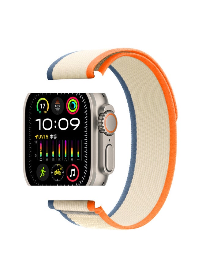 Generic - For Apple Wild Trail Loop Strap For Apple Watch8/S9 Universal Nylon Woven Velcro Strap-Color:42/44/45/49mm Black With Gray - Image 1