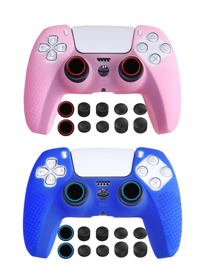 HablTech 2 Set PS5 Controller Cover Skin Case + 20 Thumb Grips Set Compatible with Sony Playstation 5 - Protective Soft Silicone Gel & Anti-Slip Stick Caps Accessories for Video Games Gamepad - Image 1