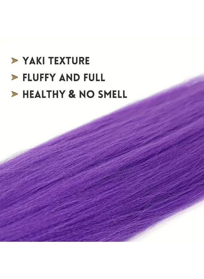 26 Inch Purple Pre Stretched Yaki Texture Braiding Hair Extensions For Crochet - Image 3