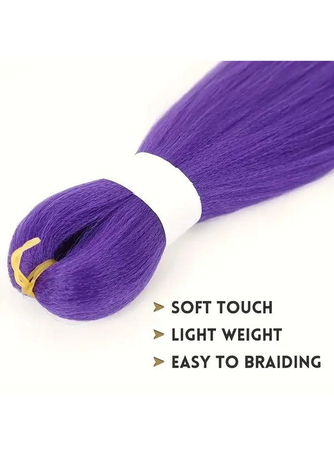 26 Inch Purple Pre Stretched Yaki Texture Braiding Hair Extensions For Crochet - Image 4