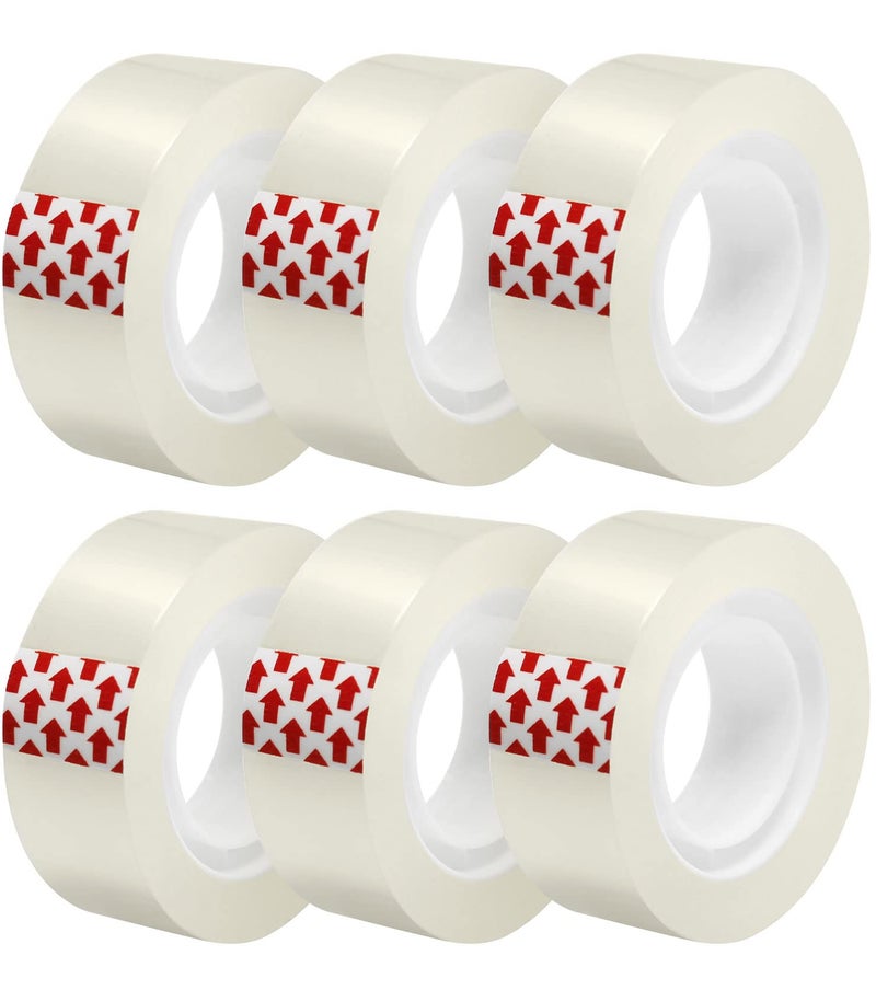 GIBIBU 6 Rolls Transparent Tape Refills, Clear Tape Dispenser Refill Rolls, Glossy Gift Wrap Tapes for Office, School, Home, 3/4 x 1000 Inches - Image 1