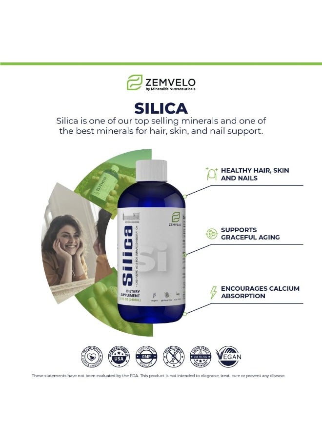 Zemvelo Liquid Ionic Silica - Hair, Skin & Nails Nutrition | Collagen Support | Joint Support for Health Tendons & Cartilage | 8 oz, 48 Day Supply  - Image 3