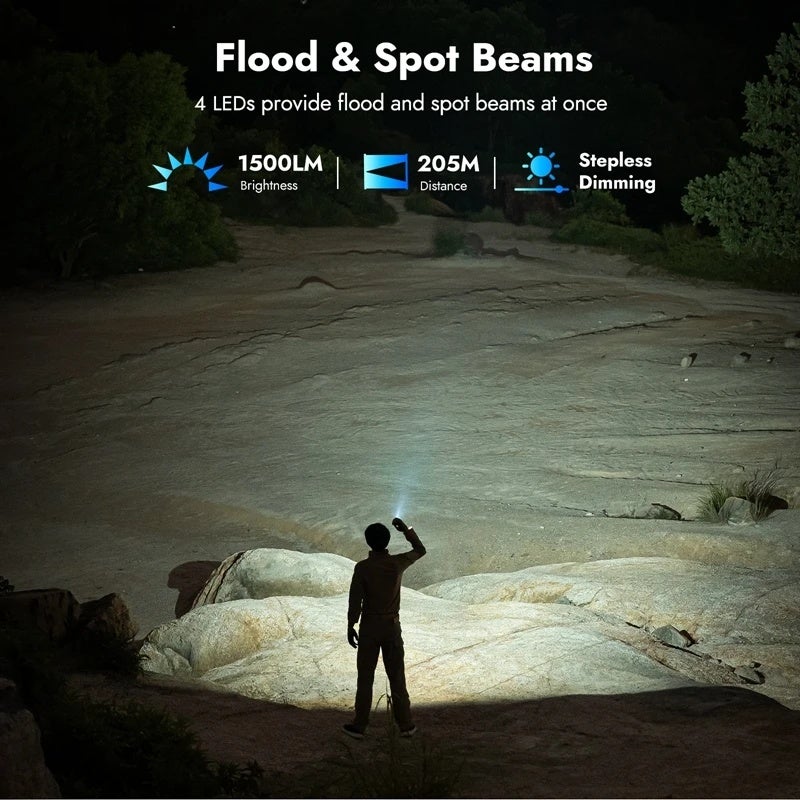 وبين مصباح يدوي Wuben X4 EDC Flashlight 1500Lumens Rechargeable Waterproof Portable Multi Functional RGB Torch For Cycling Light Outdoor Camping - Image 4