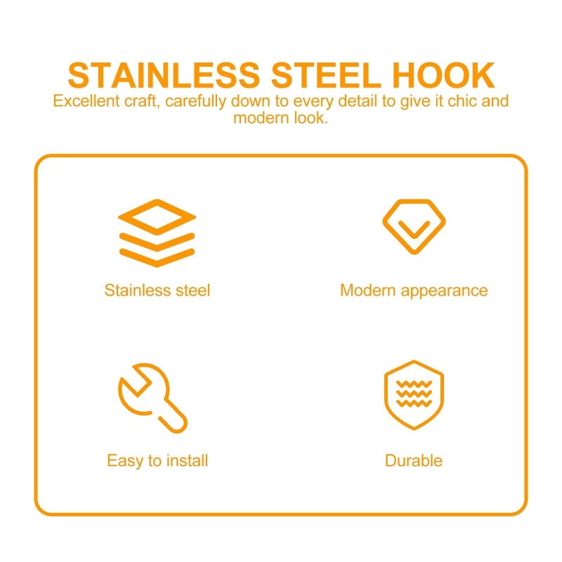 Stainless Steel Towel Hook And Coat Hanger Set Wall Mount Bathroom Heavy Duty Noon - Image 4