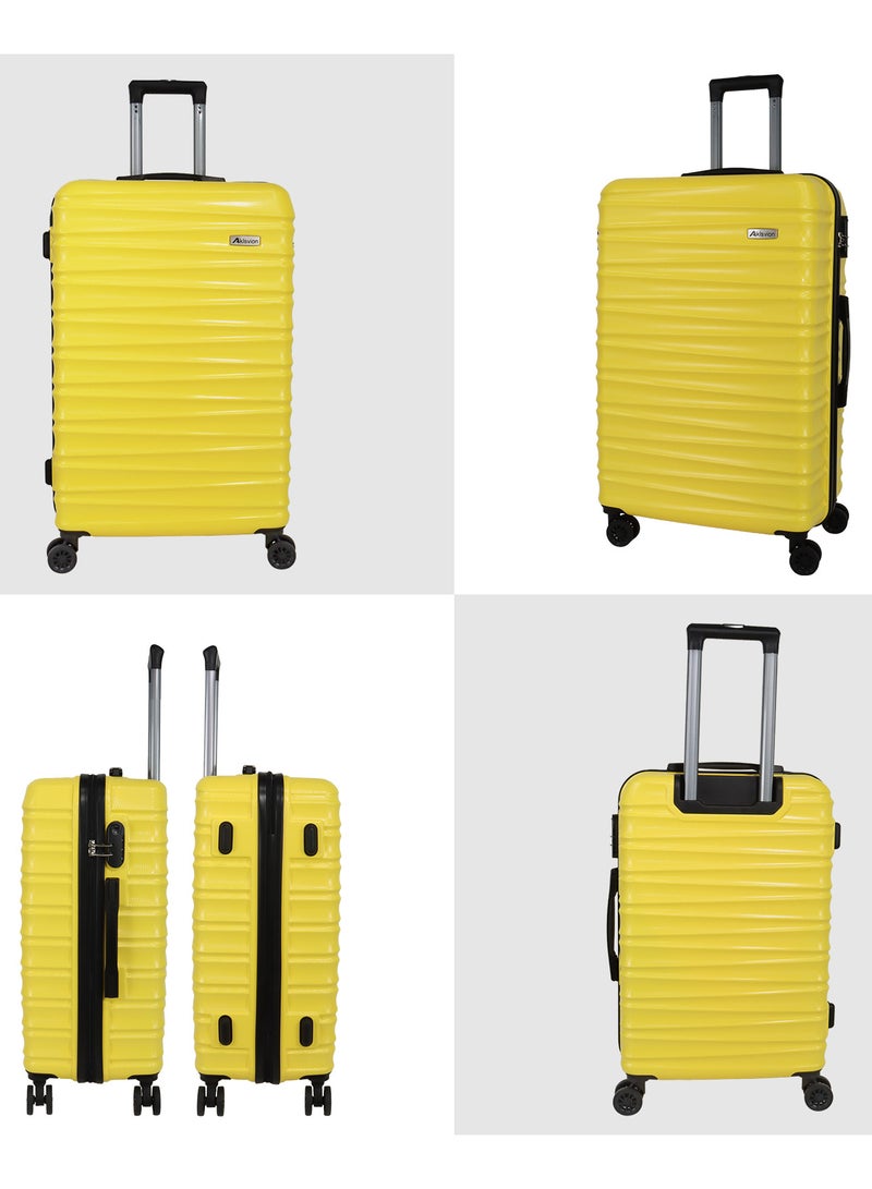 Aklsvion Hardside Spinner Luggage Trolley Set 20/24/28 Inch Hard Case Luggage Trolley for Unisex ABS Lightweight Travel Bag 4 Double Wheeled Suitcase with Code Lock Yellow - Image 2