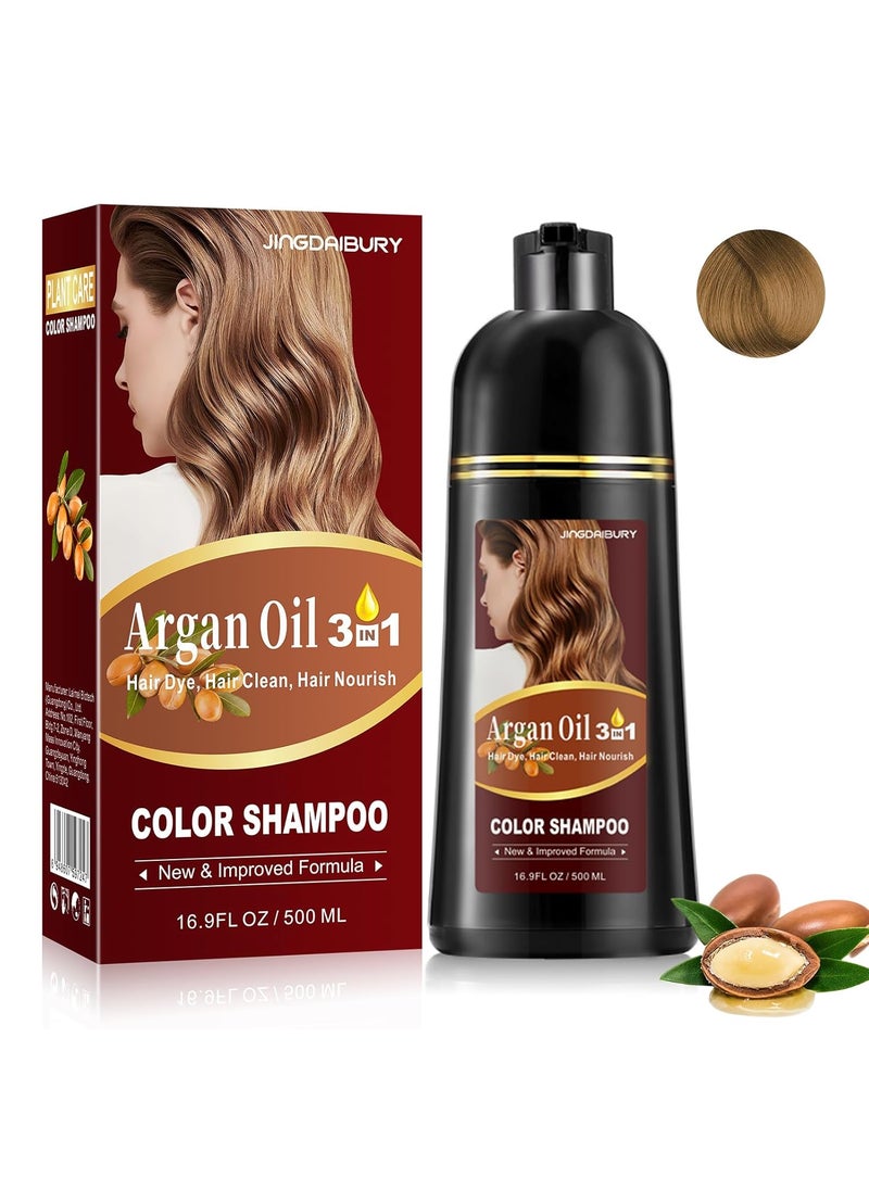 FVQUHVO - Fvquhvo Hair Dye Shampoo Blonde Argan Oil Instant Hair Color Shampoo Long Lasting Brown Hair Shampoo SemiPermanent Brown Hair Dye Shampoo Hair Dye Easy to Use Blonde Brown - Image 1