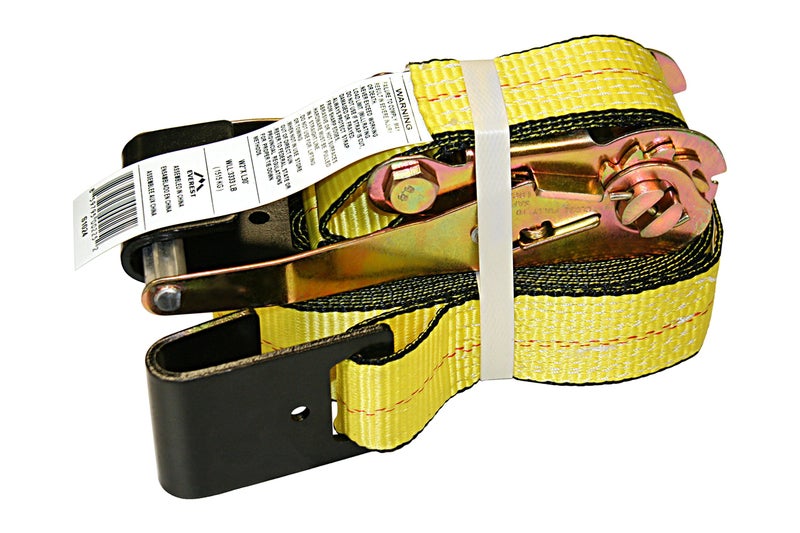 Everest - S1022 Premium Ratchet Tie Down 1 Pk 2 In. X 27 Ft 3333 Lbs. Working Load 10000 Lbs. Break Strength Flat-Hook Cargo Straps Perfect For Moving Appliances  Lawn Equipment And Motorcycles  Vibrant Everest Yellow - Image 2