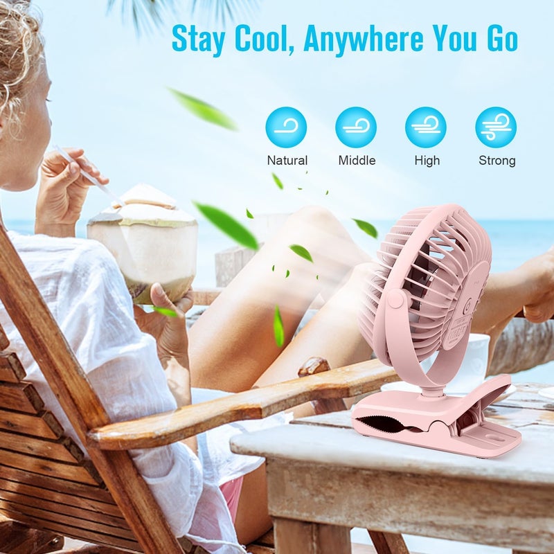BESKAR Portable Clip on Fan Rechargeable, 4 Speeds Small Battery Operated Fans, USB Desk Fan with Strong Airflow, Sturdy Clamp Fans for Golf Cart Office Outdoor Travel Camping - Image 5