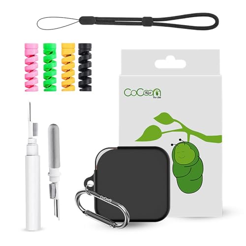 Cocoonkart Silicone Case Cover for CMF by Nothing Buds Pro 2 | Buds 2 | Buds 2 Plus with Cleaner Kit,Lanyard & 4 Pcs Cable Protectors (Black) - Image 1