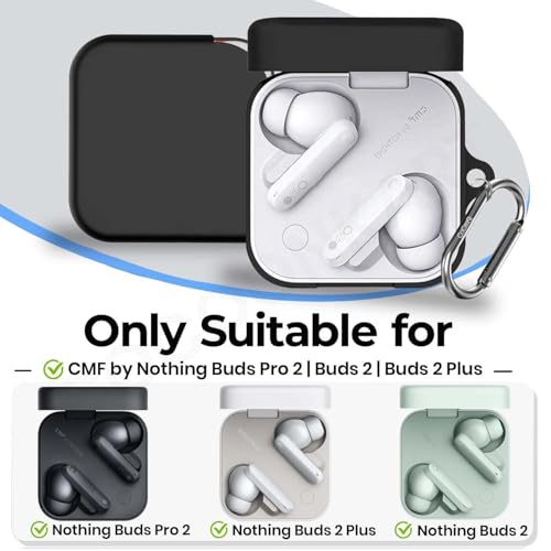 Cocoonkart Silicone Case Cover for CMF by Nothing Buds Pro 2 | Buds 2 | Buds 2 Plus with Cleaner Kit,Lanyard & 4 Pcs Cable Protectors (Black) - Image 2