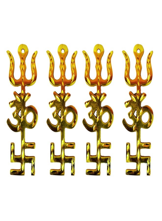 Sri Yagnaa - Trishakthi Yantra 4 قطع - Swastik Om Trishul - هدايا العودة لحفلات الزفاف - هدايا العودة لمنزل جديد (Trishakthi-4) - Image 1