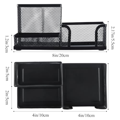 M.G M&G Mesh Pen Holder Desk Organizers Pencil Holder for Desk Black, 3 Compartments Metal Office Supply Organizer with Sticky Notes Holder for School Home Office - Image 5