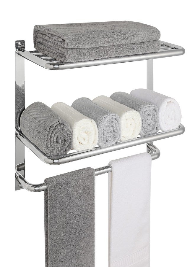 DEWVIE Towel Rack for Bathroom, DEWVIE 23 Inch Tower Holder with Tower Bars, SUS 304 Stainless Steel Lavatory Bath Towel Shelf Towel Hanger Wall Mount, 3-Tier (Brushed Nickel) - Image 1
