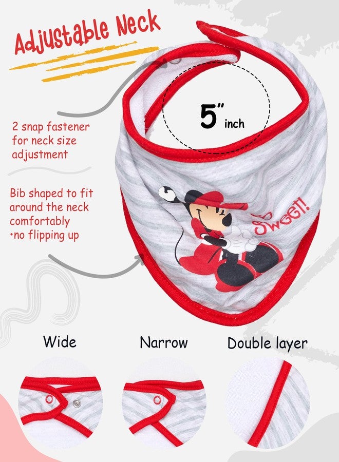 Happy Threads Disney Baby Girls' Bandana Bibs 3 Pack Set for Feeding, Teething, and Drooling, Red/Grey/Pink - Image 2
