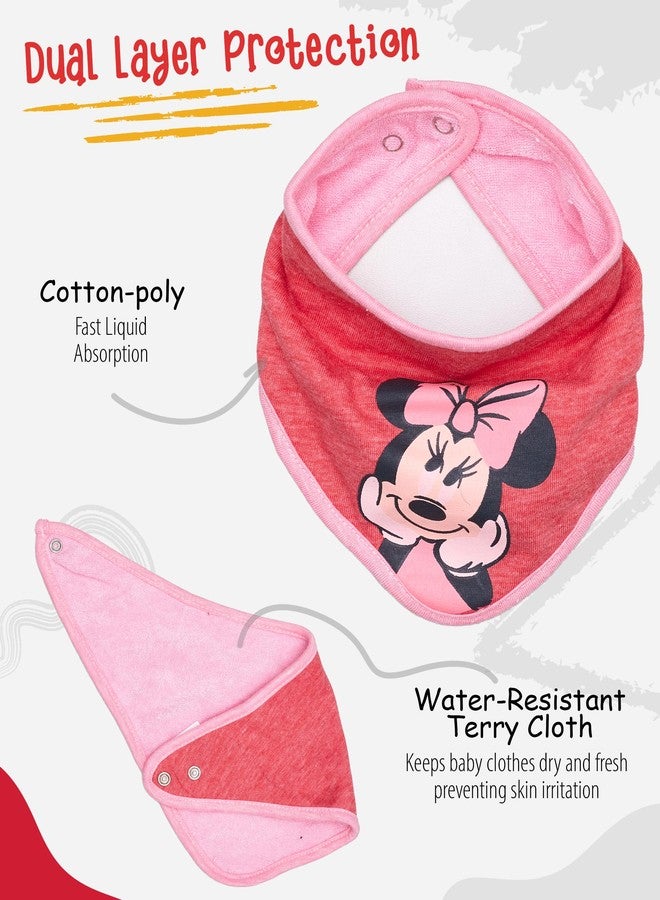 Happy Threads Disney Baby Girls' Bandana Bibs 3 Pack Set for Feeding, Teething, and Drooling, Red/Grey/Pink - Image 3