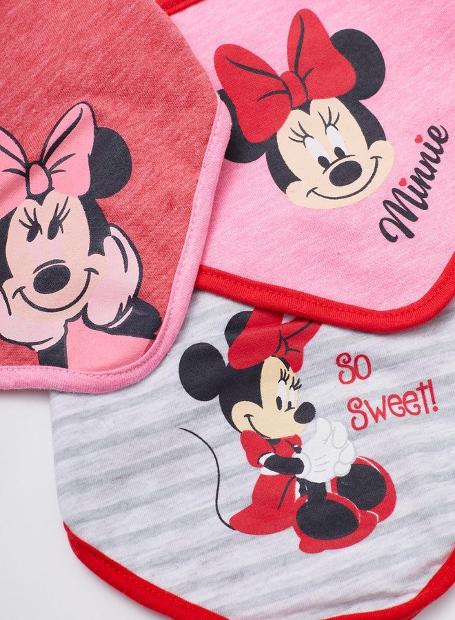 Happy Threads Disney Baby Girls' Bandana Bibs 3 Pack Set for Feeding, Teething, and Drooling, Red/Grey/Pink - Image 4