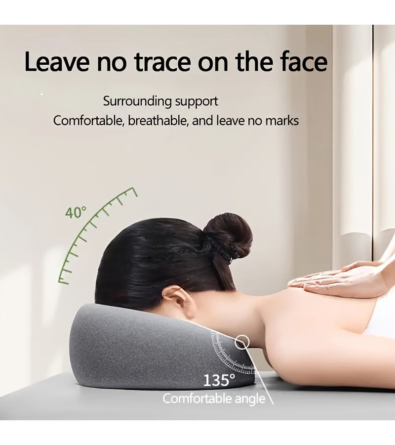 1 Green Ergonomic O Shaped Facial Pillow Beauty Salon Massage Pad With Machine Washable Cover Polyurethane Filling All Season Use For Adults Neck And Facial Support Comfortable Pad - Image 5