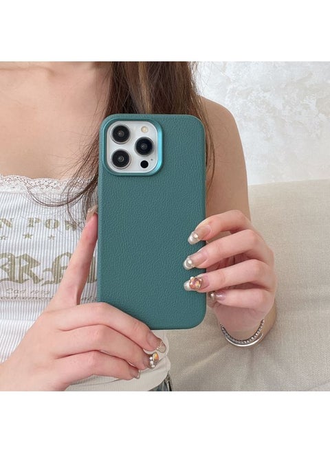 Niche Ins Premium Retro Leather IPhone14pro Max Apple 15 Mobile Phone Case 13 Magnetic Shell-color:XYM Love Horsehide Green-Applicable Models:14plus (without Packaging)