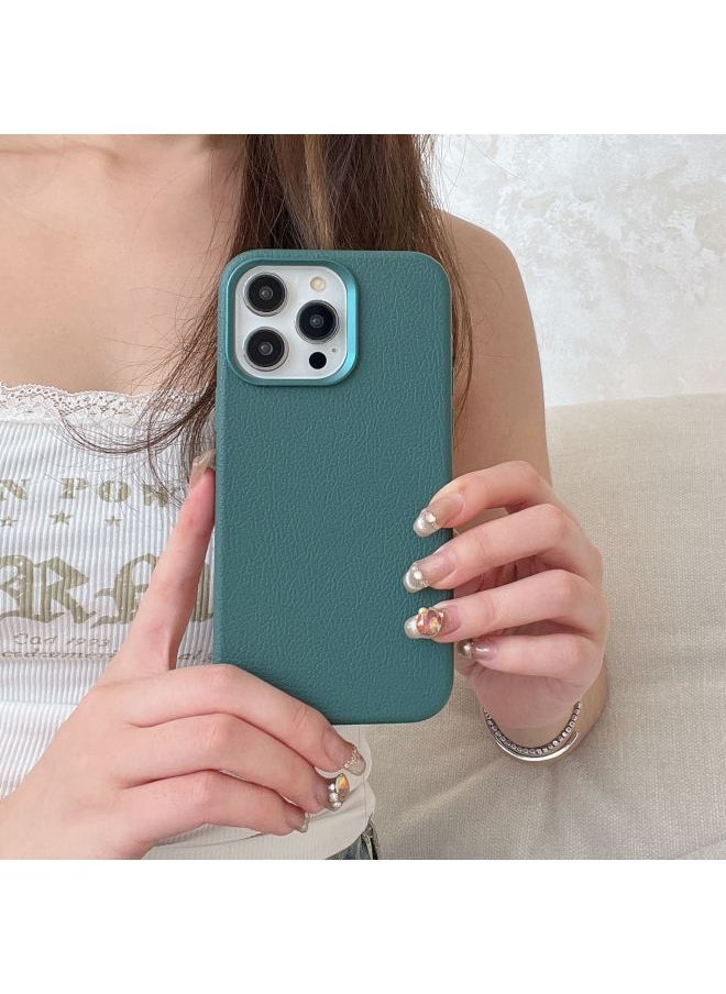 Generic - Niche Ins Premium Retro Leather IPhone14pro Max Apple 15 Mobile Phone Case 13 Magnetic Shell-color:XYM Love Horsehide Green-Applicable Models:14plus (without Packaging) - Image 1