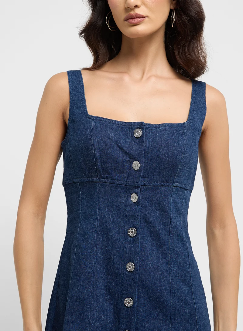 French Connection Button Front Denim Dress