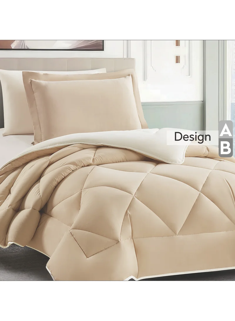 Donetella Bedding Comforter Set, Single Size Fits 120x200 cm - 4-Pcs Solid Quilted Bed Set, Microfiber Fabric - 1 Comforter, 1 Fitted Sheet And 2 Pillow Shams