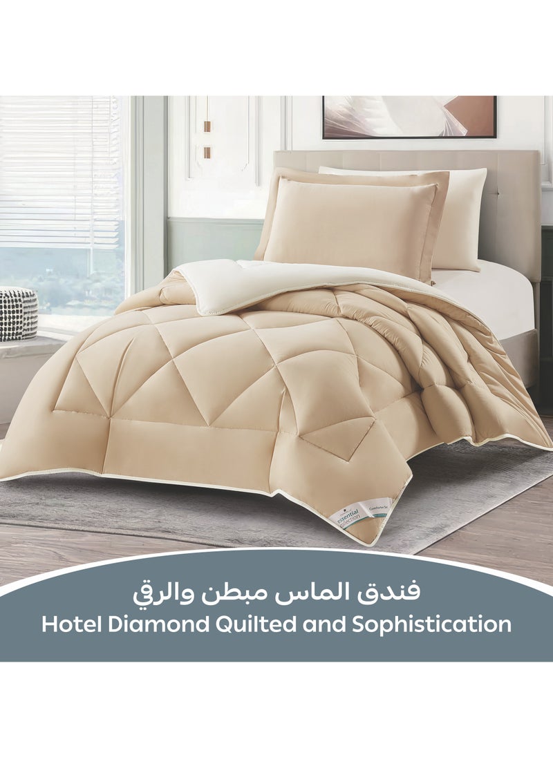 دوناتيلا طقم مفرش روزا سادة 4 قطع مقاس مفرد ونص 170 × 230 سم بحشوة ثابتة رمادي بني  - Image 2