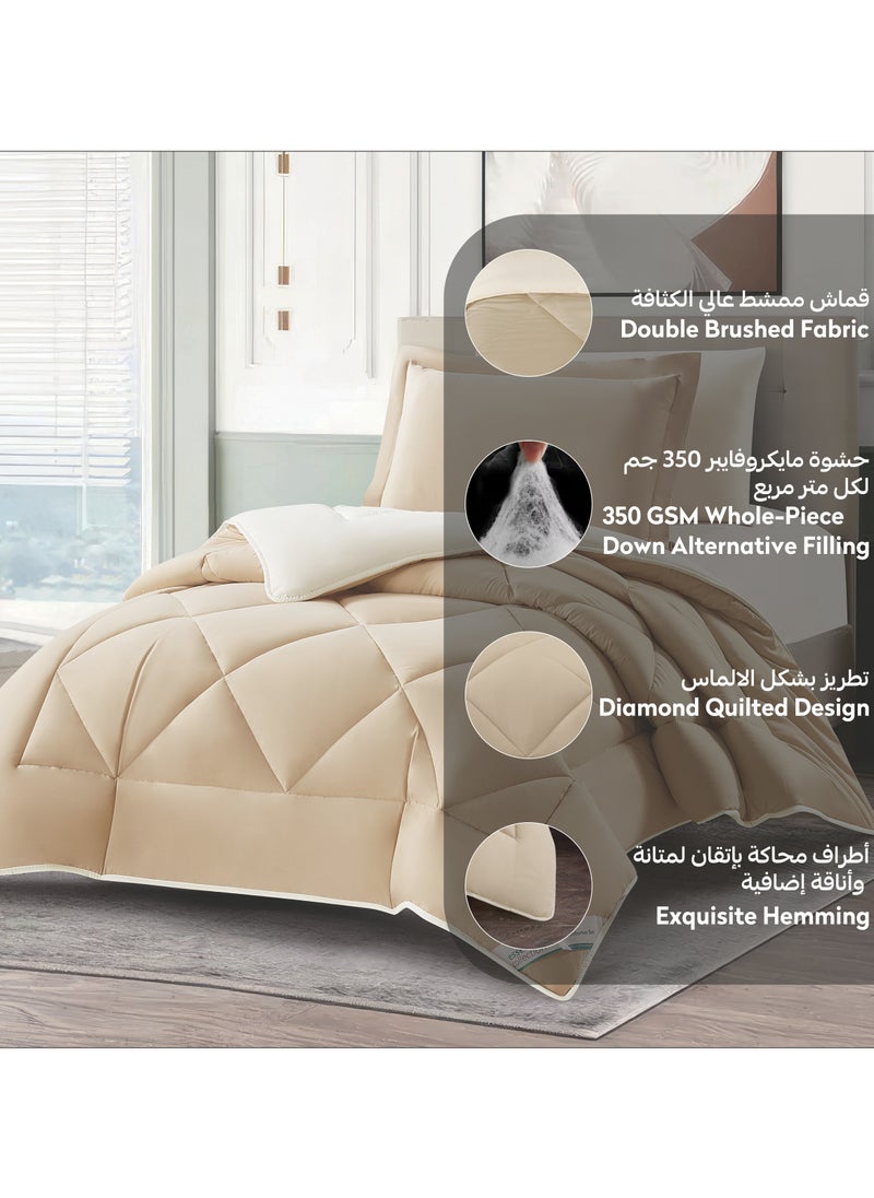 دوناتيلا طقم مفرش روزا سادة 4 قطع مقاس مفرد ونص 170 × 230 سم بحشوة ثابتة رمادي بني  - Image 5