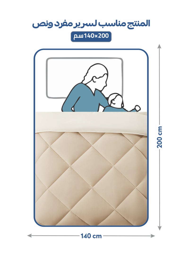 Donetella Bedding Comforter Set, Fits 140x200 cm Single Size Bed - 4-Pcs Solid Quilted Bed Set, Microfiber Fabric - Image 2