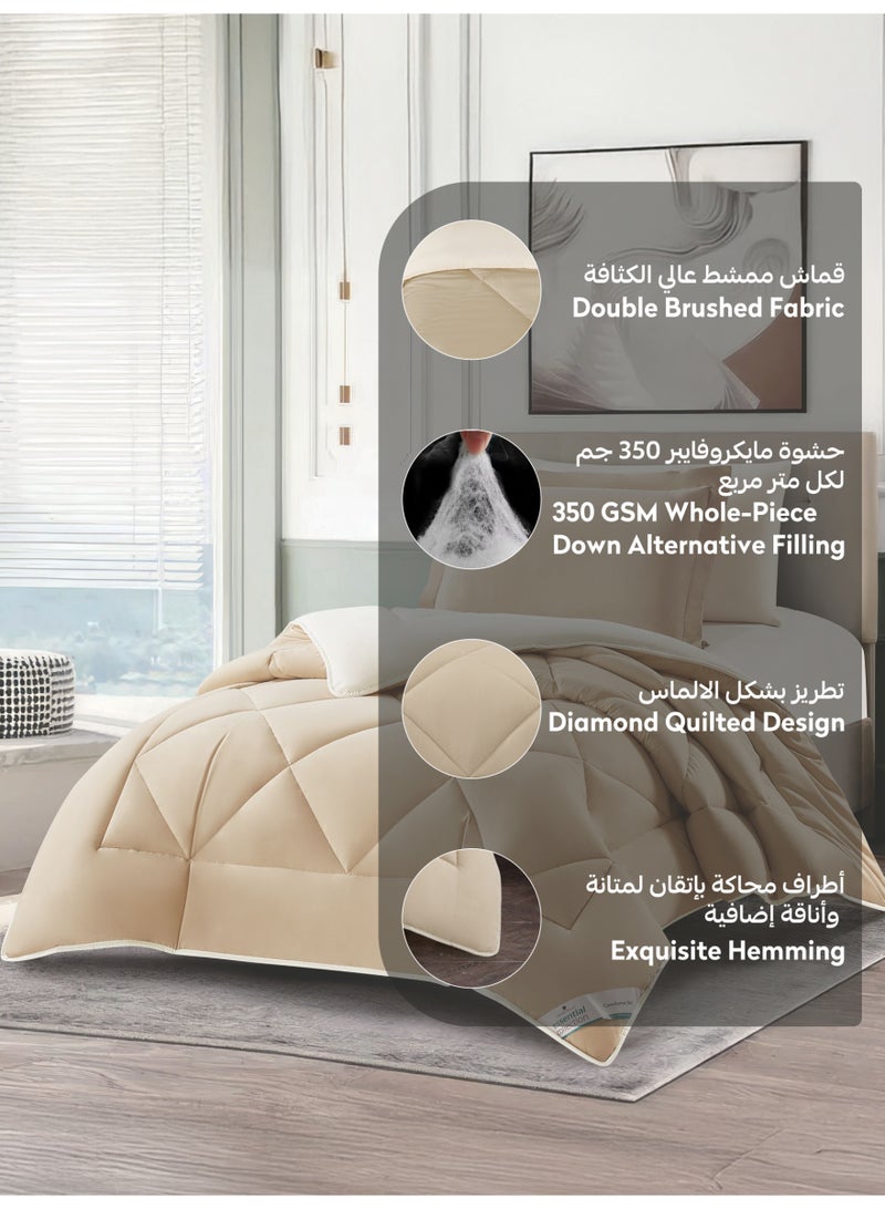 Donetella Bedding Comforter Set, Fits 140x200 cm Single Size Bed - 4-Pcs Solid Quilted Bed Set, Microfiber Fabric - Image 4