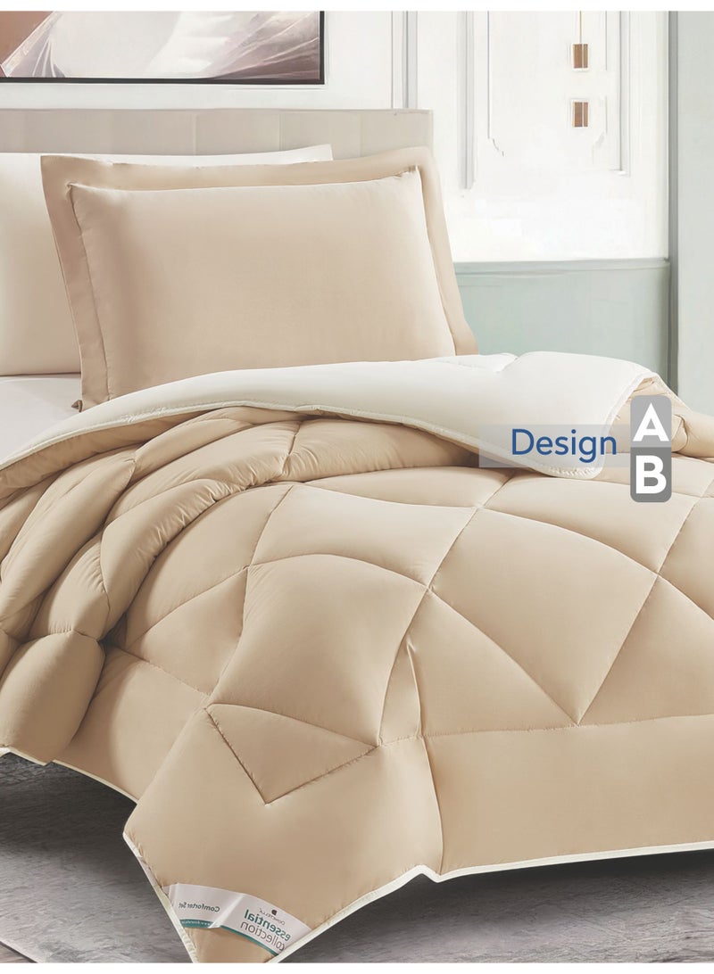 Donetella Bedding Comforter Set, Fits 140x200 cm Single Size Bed - 4-Pcs Solid Quilted Bed Set, Microfiber Fabric - Image 5