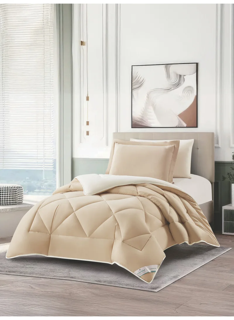 Bedding Comforter Set, Fits 140x200 cm Single Size Bed - 4-Pcs Solid Quilted Bed Set, Microfiber Fabric
