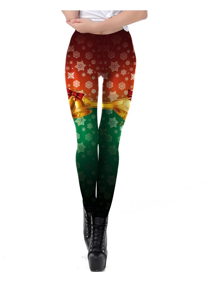 Loquat Womens Printed Christmas Leggings High Waist Xmas Tight Holiday Skinny Pants - Image 1