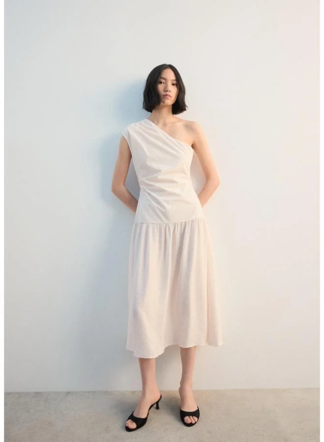 Mango Asymmetrical Pleated Dress