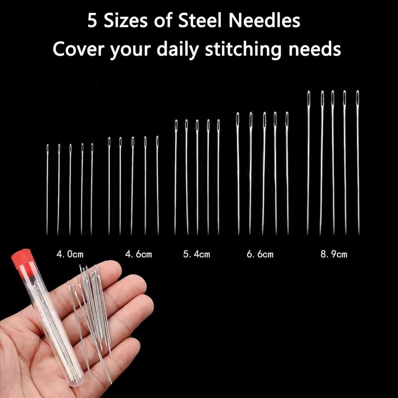 Cyhdddr 37Pcs Sewing Tool Set, Steel Sewing Needle Kit, Threader and Needle Repair Kit Needle Threaders for Hand Sewing - Image 2
