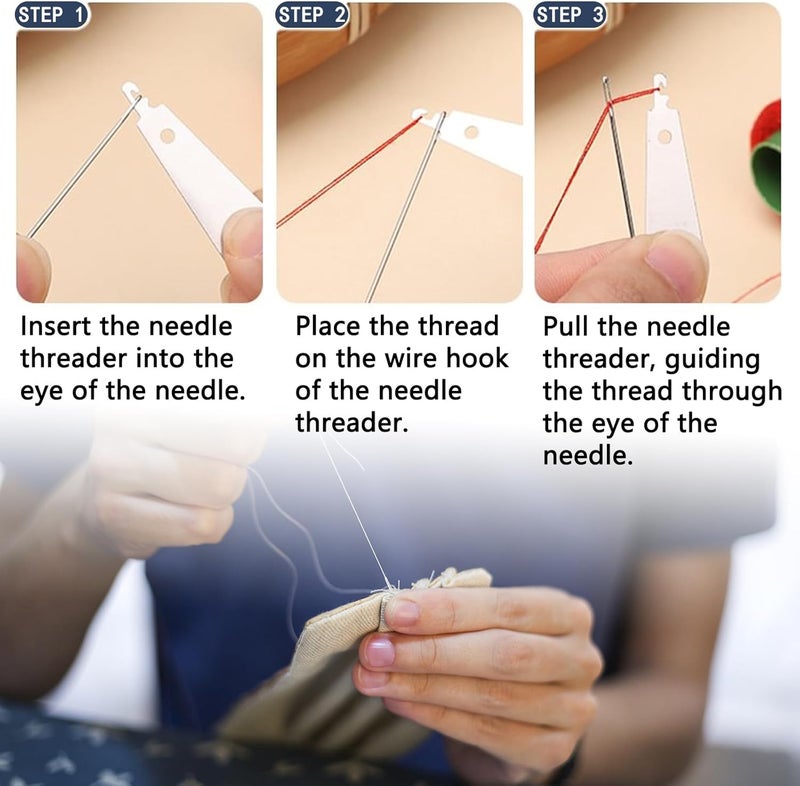 Cyhdddr 37Pcs Sewing Tool Set, Steel Sewing Needle Kit, Threader and Needle Repair Kit Needle Threaders for Hand Sewing - Image 3