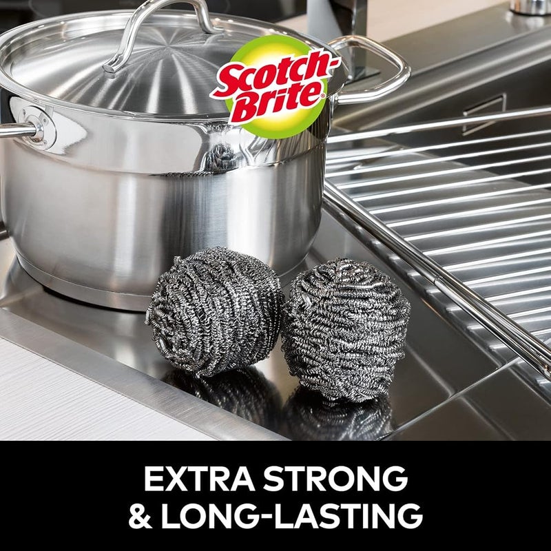 Scotch Brite Scotch-Brite Stainless Steel Metal Spiral Scrub Sponge, 12 pieces/pack Ideal for Cast Iron Pans Powerful Scrubbing Hard cleaning Kitchen sponge Scrub Kitchen, Garage, Outdoor| Value pack - Image 5