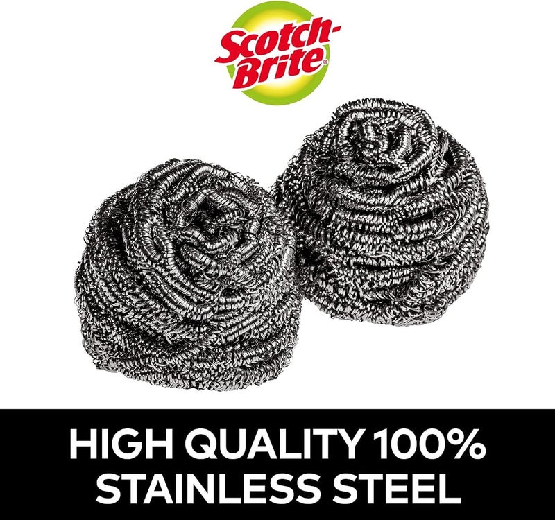 Scotch Brite Scotch-Brite Stainless Steel Metal Spiral Scrub Sponge, 12 pieces/pack Ideal for Cast Iron Pans Powerful Scrubbing Hard cleaning Kitchen sponge Scrub Kitchen, Garage, Outdoor| Value pack - Image 3