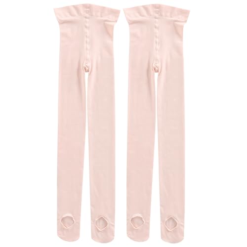 PAPPNTI Girls' Ultra Soft Pro Dance Tights Ballet Transition Daily Student Tights (Toddler/Little Kid/Big Kid) Ballet Pink 2 Pairs M(5-7 Years) - Image 3