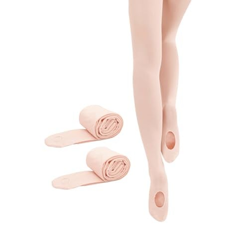 PAPPNTI Girls' Ultra Soft Pro Dance Tights Ballet Transition Daily Student Tights (Toddler/Little Kid/Big Kid) Ballet Pink 2 Pairs M(5-7 Years) - Image 1